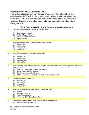 FBLA Concepts 2011 - Savannah Chatham County Public Schools ...