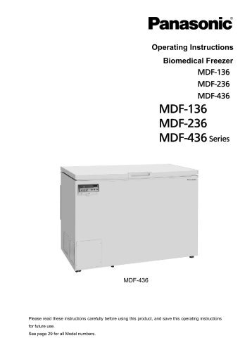 MDF-136 MDF-236 MDF-436 Series - Panasonic Biomedical