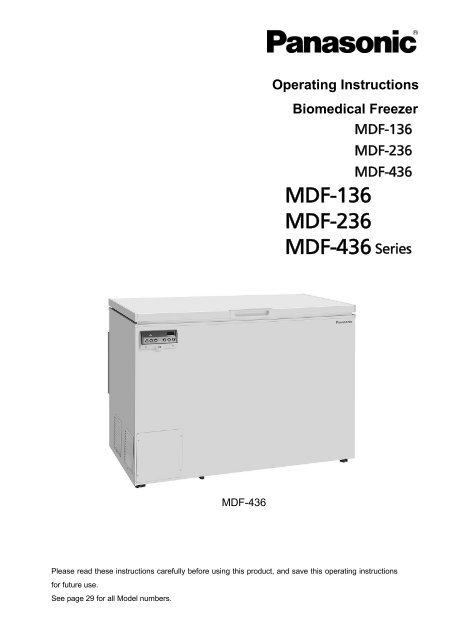 MDF-136 MDF-236 MDF-436 Series - Panasonic Biomedical