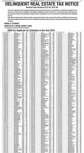 DELINQUENT REAL ESTATE TAX NOTICE - LorainCounty.com