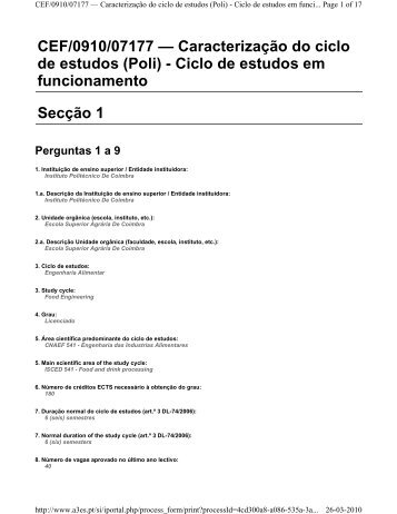 Licenciatura em Engenharia Alimentar - ESAC