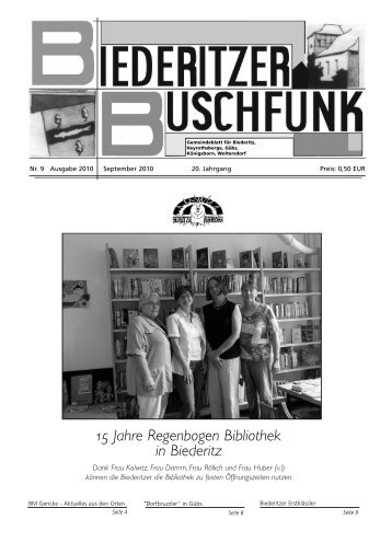 15 Jahre Regenbogen Bibliothek in Biederitz - Gemeinde Biederitz