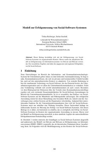 Modell zur Erfolgsmessung von Social-Software-Systemen 1 ...