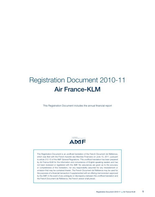 Registration document 2010-11 - Air France-KLM Finance