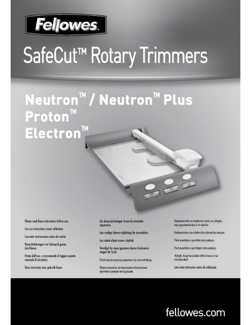 Manuel d'utilisation Neutron/Protron/Electron - Fellowes