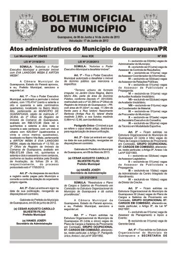 Boletim Oficial 855 - Prefeitura de Guarapuava