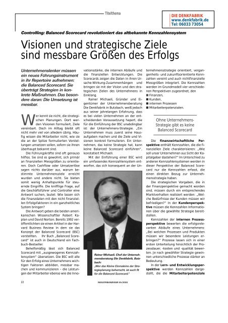 Visionen und strategische Ziele sind messbare GrÃ¶ÃŸen des Erfolgs