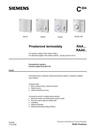 C304 ProstorovÃ© termostaty RAAâ¦ RAA0.. - Logitron