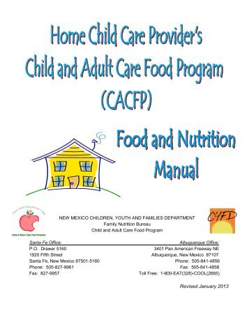 Home Provider Food & Nutrition Manual (PDF) - New Mexico Kids