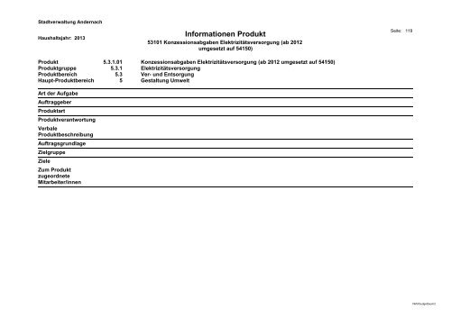 Haushaltsplan 2013 - Andernach