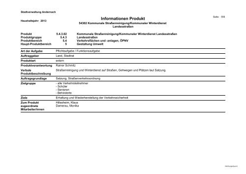 Haushaltsplan 2013 - Andernach