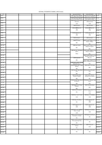 National Geographic Channel JUNE Schedule