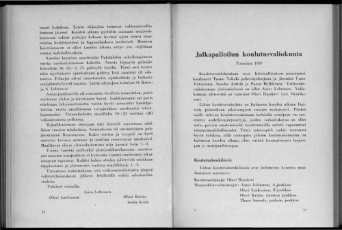 Jalkapalloilun kurssi- ja leiritoiminta 1958