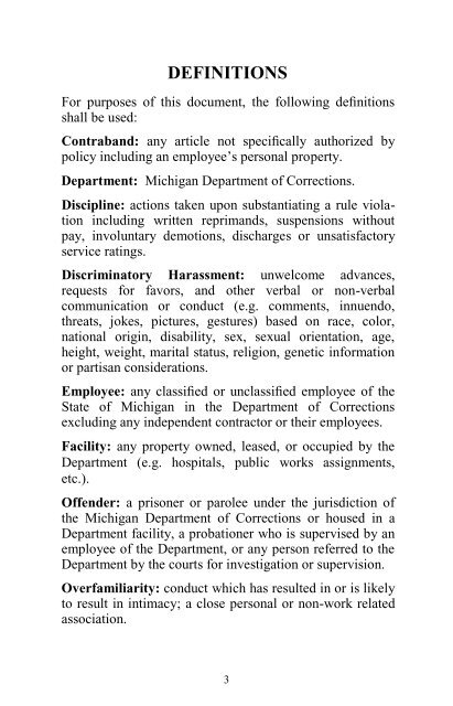 MDOC Employee Handbook - Michigan Corrections Organization