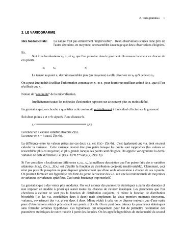 Chapitre 2: Le variogramme