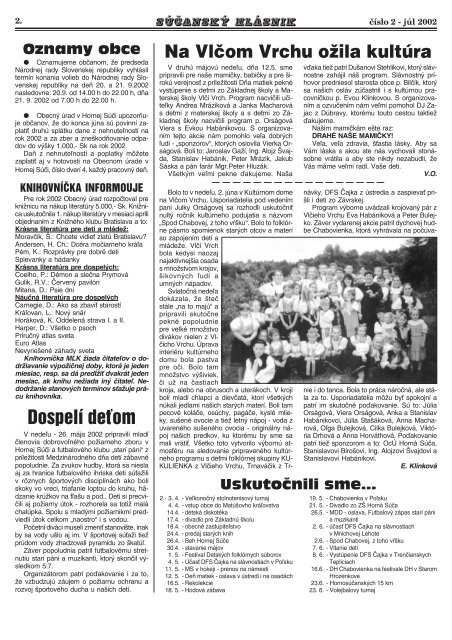 SÃºÄanskÃ½ hlÃ¡snik 2002 ÄÃ­slo 2 (pdf) - HornÃ¡ SÃºÄa