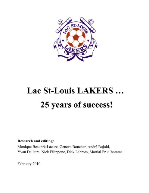 LAKERSâ¦ 25 ans de succÃ¨s - ARS Lac St-Louis