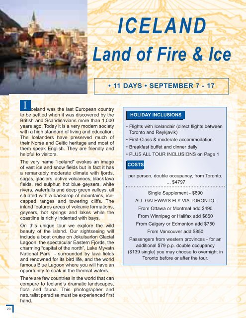 SUMMER & FALL 2012 - VOLUME 3 - Senior Tours Canada