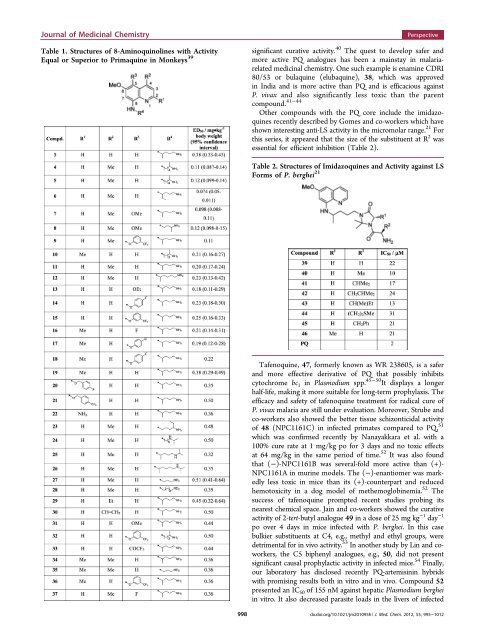 Targeting the Liver Stage of Malaria Parasites - American Chemical ...