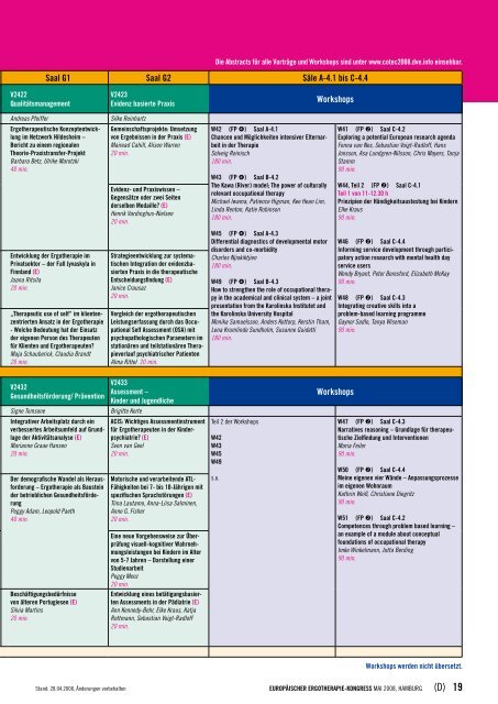 deutsch - COTEC - 8. Europäischer Ergotherapie-Kongress - DVE ...