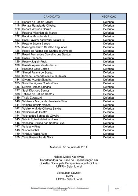 Veja lista dos candidatos - UFPR Litoral - Universidade Federal do ...