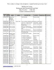 McDowell County Delinquent and Nonentered Land Sale May 29 ...