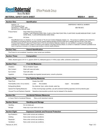 MATERIAL SAFETY DATA SHEET MSDS # 84101