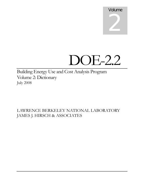 DOE22 Volume 2 Dictionary - DOE-2.com
