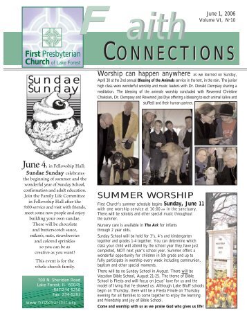Summer Worship Schedule - First Presbyterian Church of Lake Forest