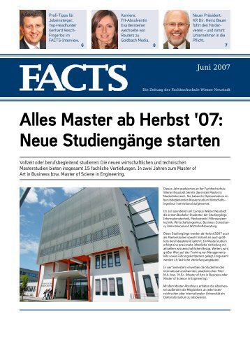 Master ab Herbst '07: Neue Studiengänge starten - Fachhochschule ...