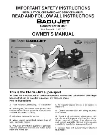Badu Swim Jet Manual