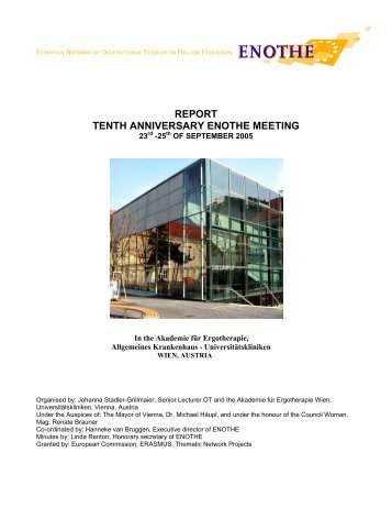 REPORT TENTH ANNIVERSARY ENOTHE MEETING