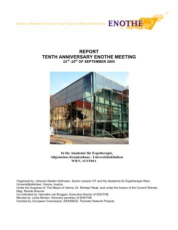 REPORT TENTH ANNIVERSARY ENOTHE MEETING