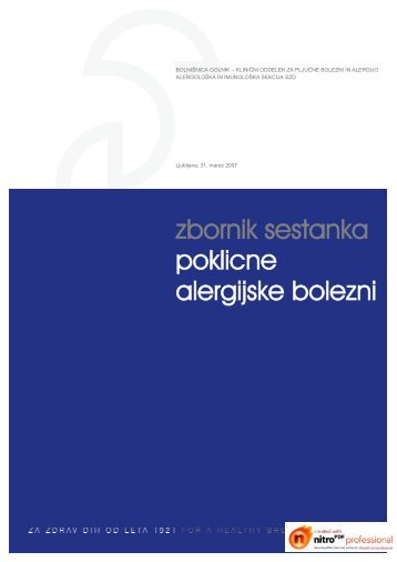 Poklicne alergijske bolezni, zbornik predavanj - BolniÅ¡nica Golnik