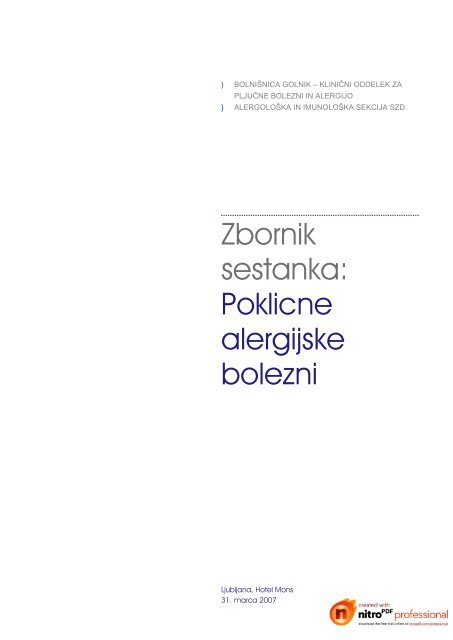 Poklicne alergijske bolezni, zbornik predavanj - BolniÅ¡nica Golnik