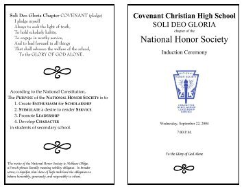 National Honor Society - Covenant Christian High School