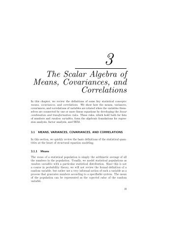 The Scalar Algebra of Means, Covariances, and ... - Statpower