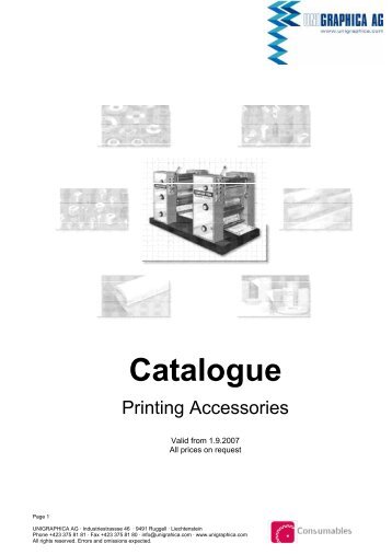 Catalogue Consumables and Spare Parts - Unigraphica