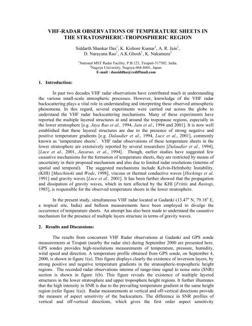 vhf-radar observations of temperature sheets in the stratospheric ...