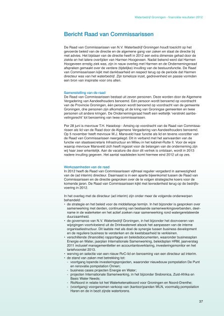 Jaarverslag 2012 - Waterbedrijf Groningen