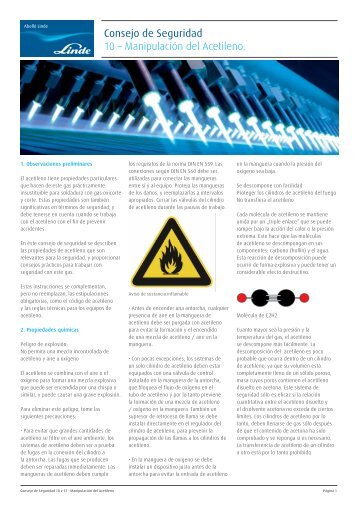 Consejo de Seguridad 10 â ManipulaciÃ³n del Acetileno. - AbellÃ³ Linde