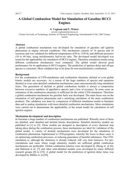 A global combustion model for simulation of gasoline HCCI engines