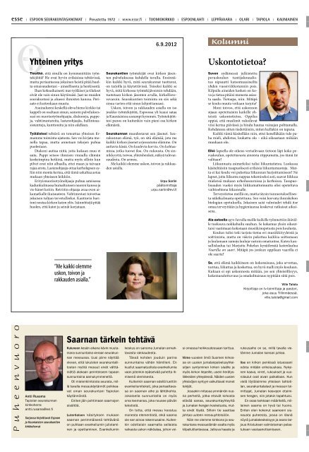 Esse 36/2012 (pdf) - Espoon seurakuntasanomat