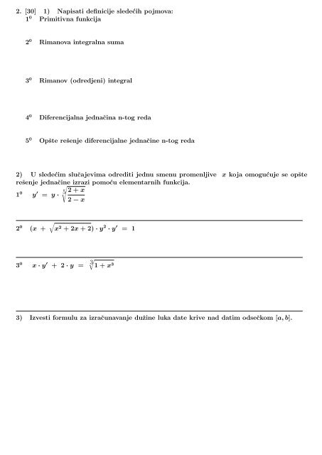 Matematika 2 - kolokvijum