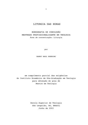 LITURGIA DAS HORAS