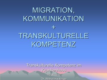 Migration, Kommunikation und transkulturelle Kompetenz - LSF Graz
