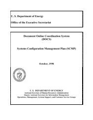 DOCS System Configuration Management Plan - U.S. Department of ...