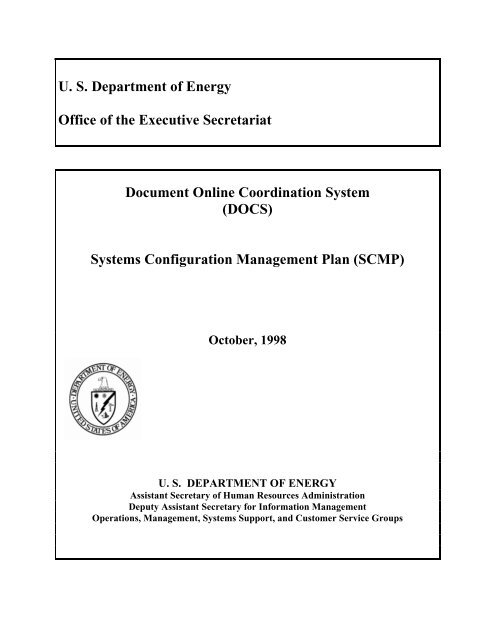 DOCS System Configuration Management Plan - U.S. Department of ...