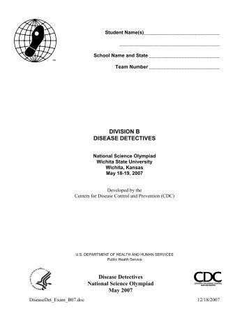 Science Olympiad Disease Detectives Test