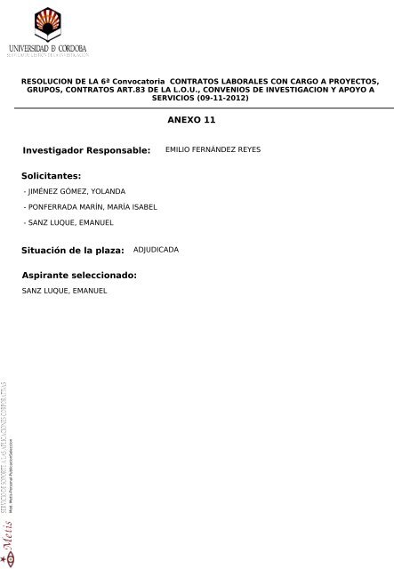 ANEXO 1 Investigador Responsable: Solicitantes: SituaciÃ³n de la ...